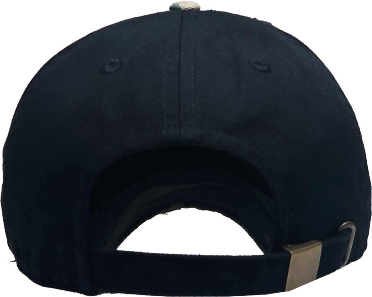 Black Camouflage Two Tone Distressed Vintage Baseball Cap Back View